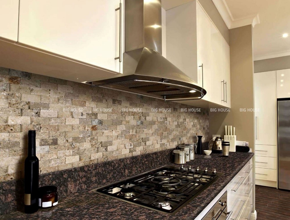 Gạch lát mặt bếp giả đá hoa cương màu nâu trầm