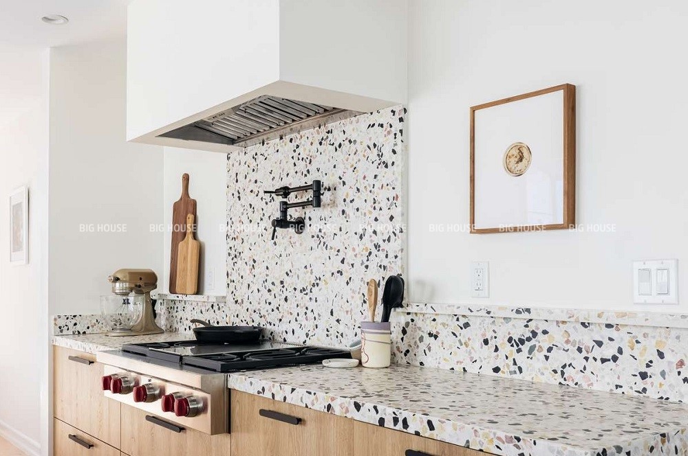 Mẫu gạch ốp bàn bếp terrazzo 1