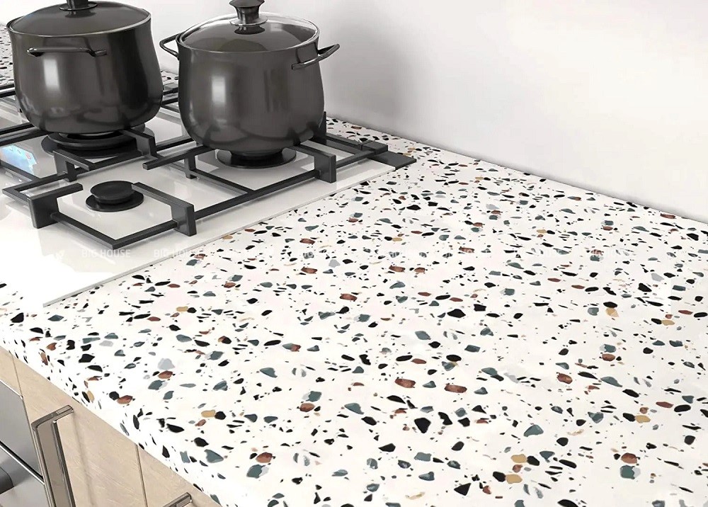 Gạch terrazzo lát mặt bếp