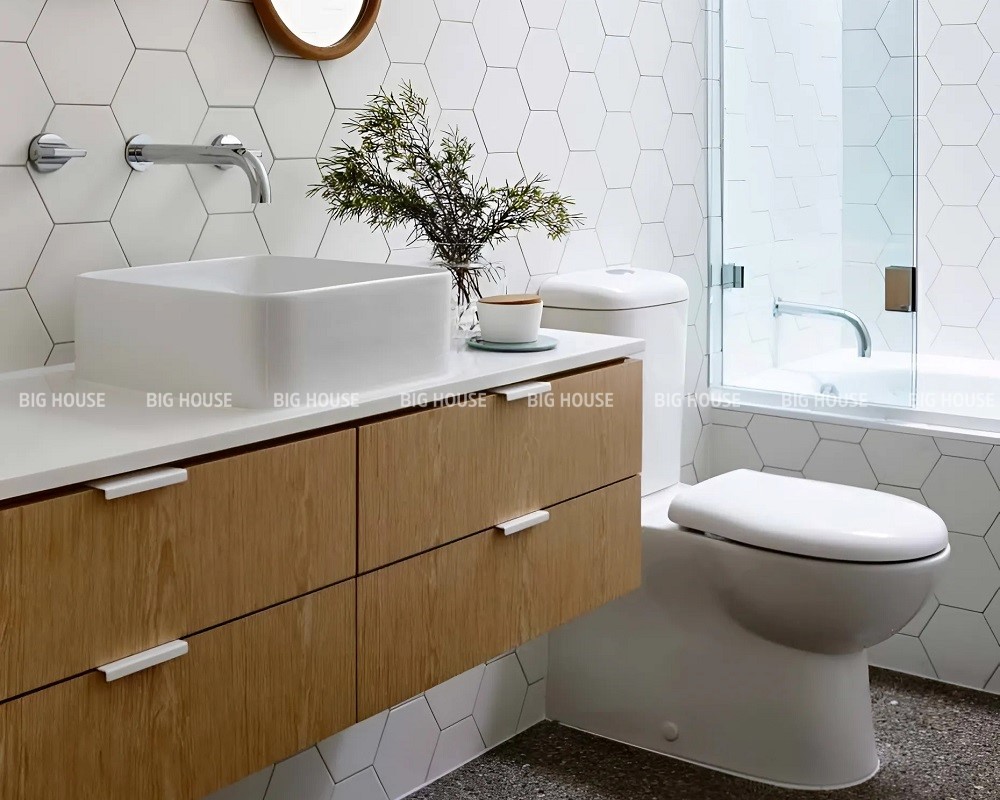 Gạch lục giác trắng tinh, men mờ mịn