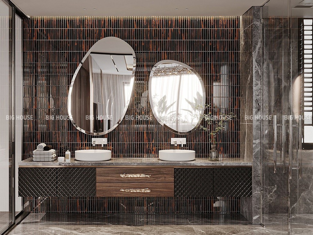 Gạch ốp nhà vệ sinh mosaic thủy tinh