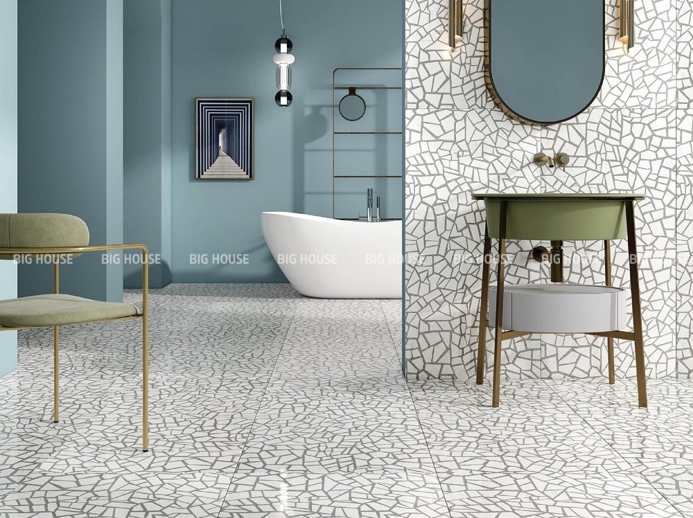 Gạch ốp tường nhà vệ sinh terrazzo nứt