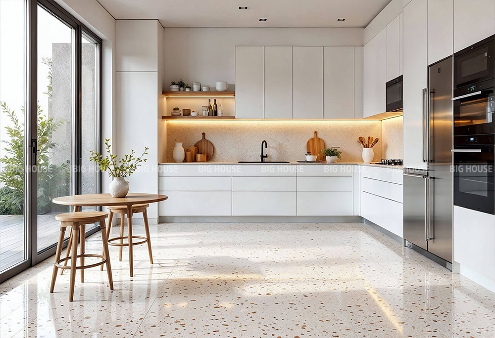 mẫu gạch lát bếp họa tiết terrazzo
