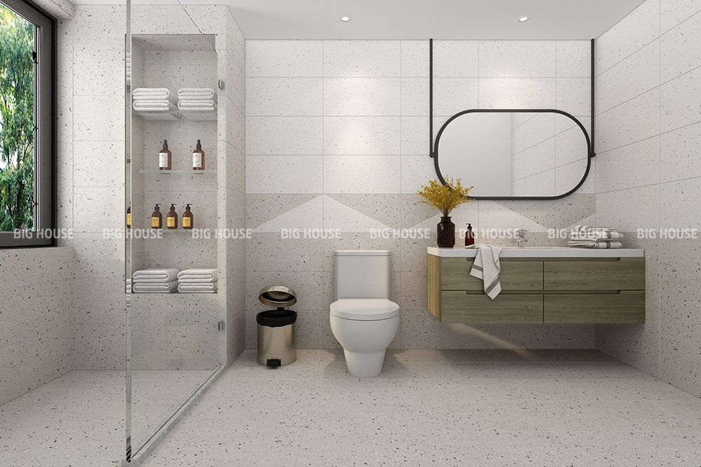gạch terrazzo ốp tường 30x60 màu xám nhạt