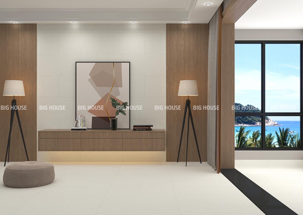 Gạch 40x80 vân mây nhẹ nhàng Đồng Tâm 4080SAPA002-H+ giúp phòng khách thêm thoáng đãng. gạch ốp tường phòng khách 40x80 Đồng Tâm 4080SAPA002-H+