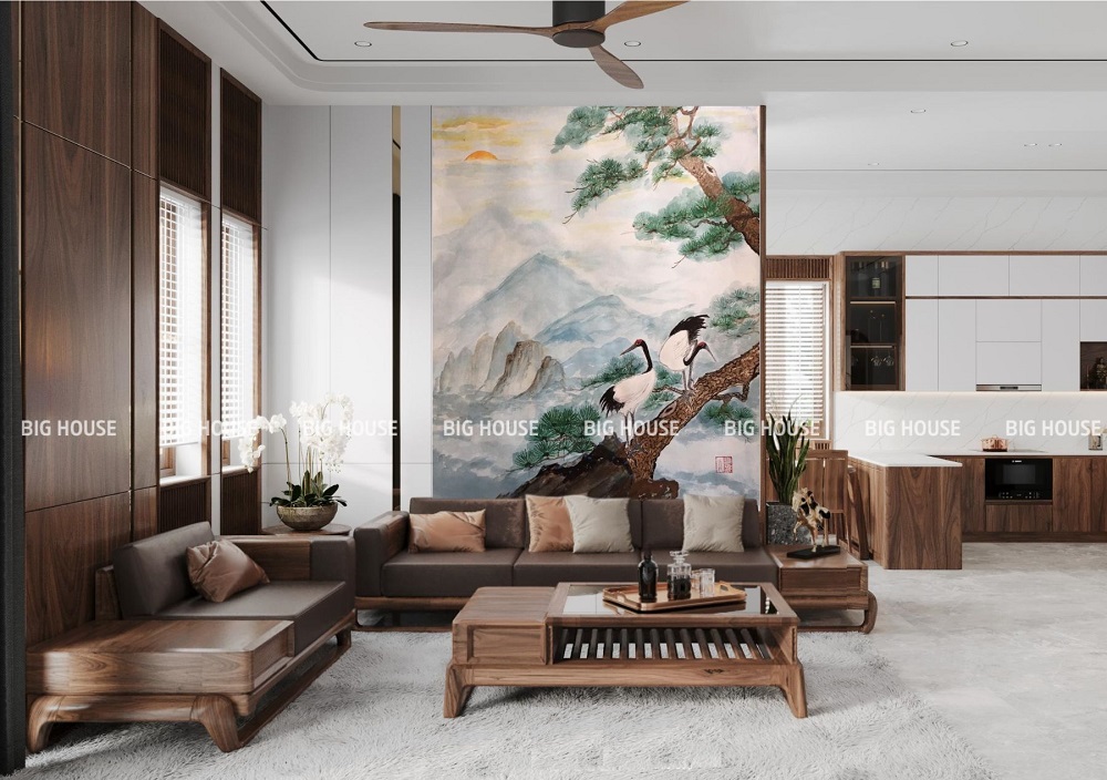 Mẫu gạch tranh gạch ốp tường phòng khách 