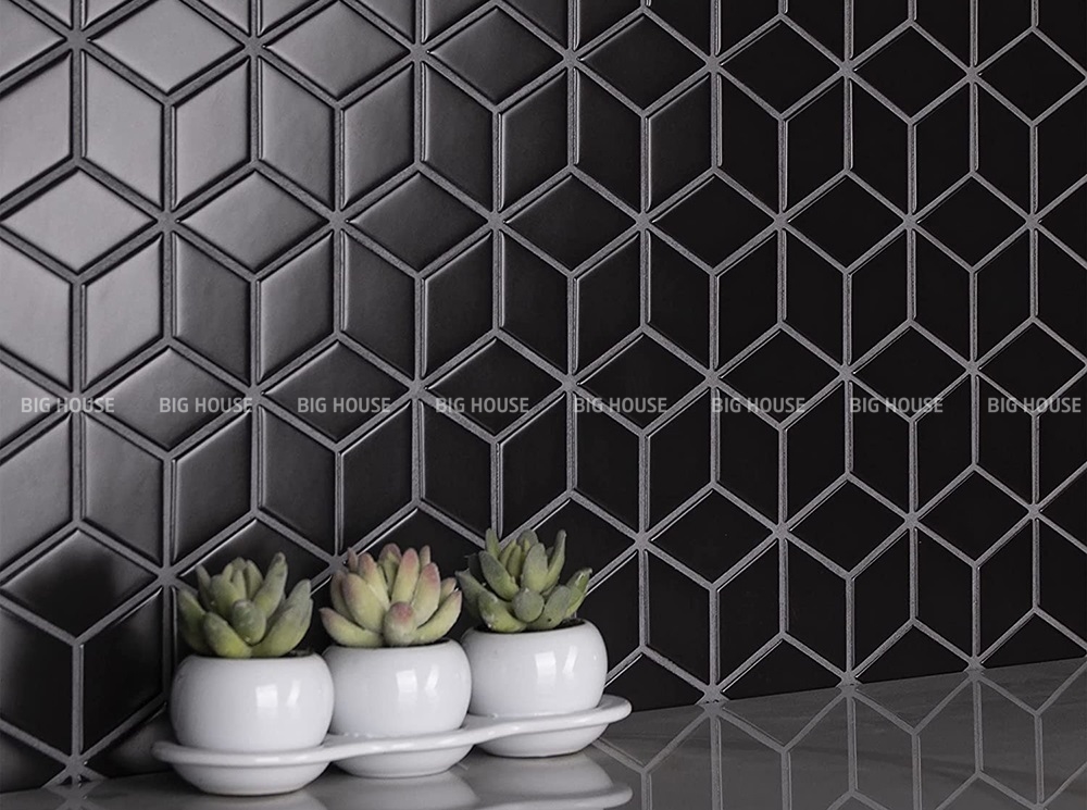 Gạch mosaic màu đen họa tiết 3D