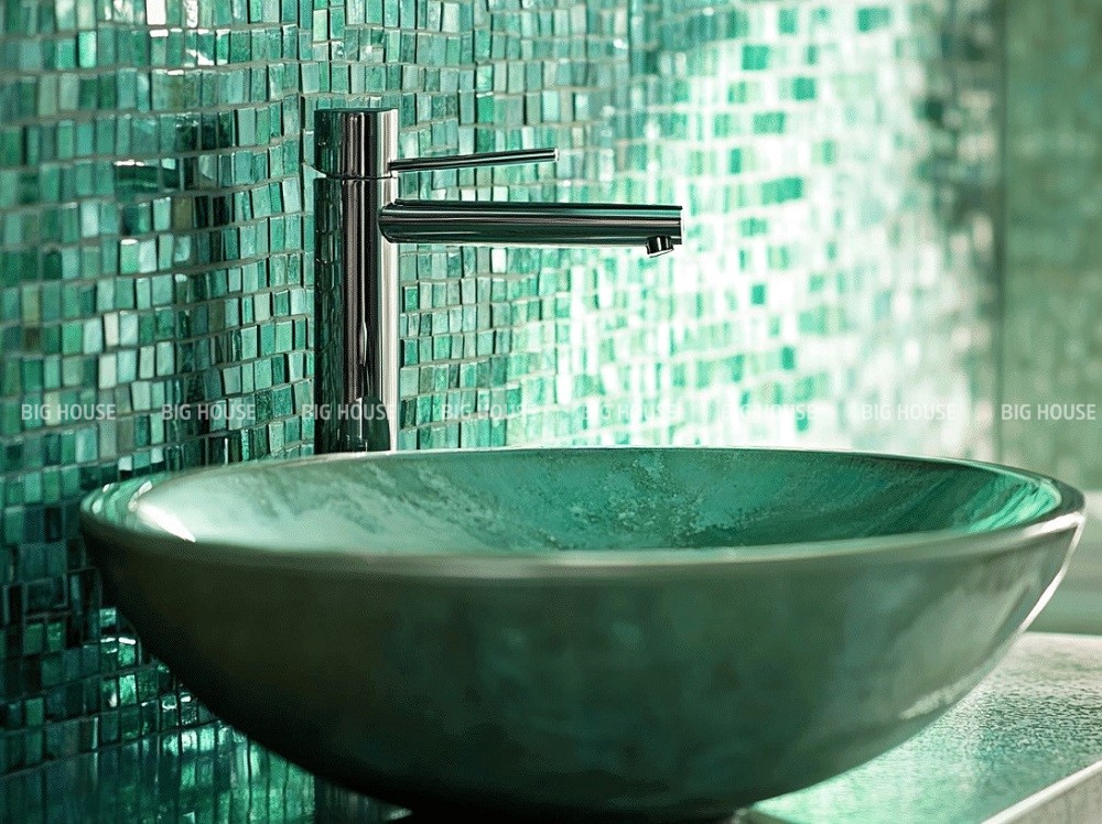 Gạch mosaic xanh lục, chất liệu kính Gạch mosaic xanh lục, chất liệu kính