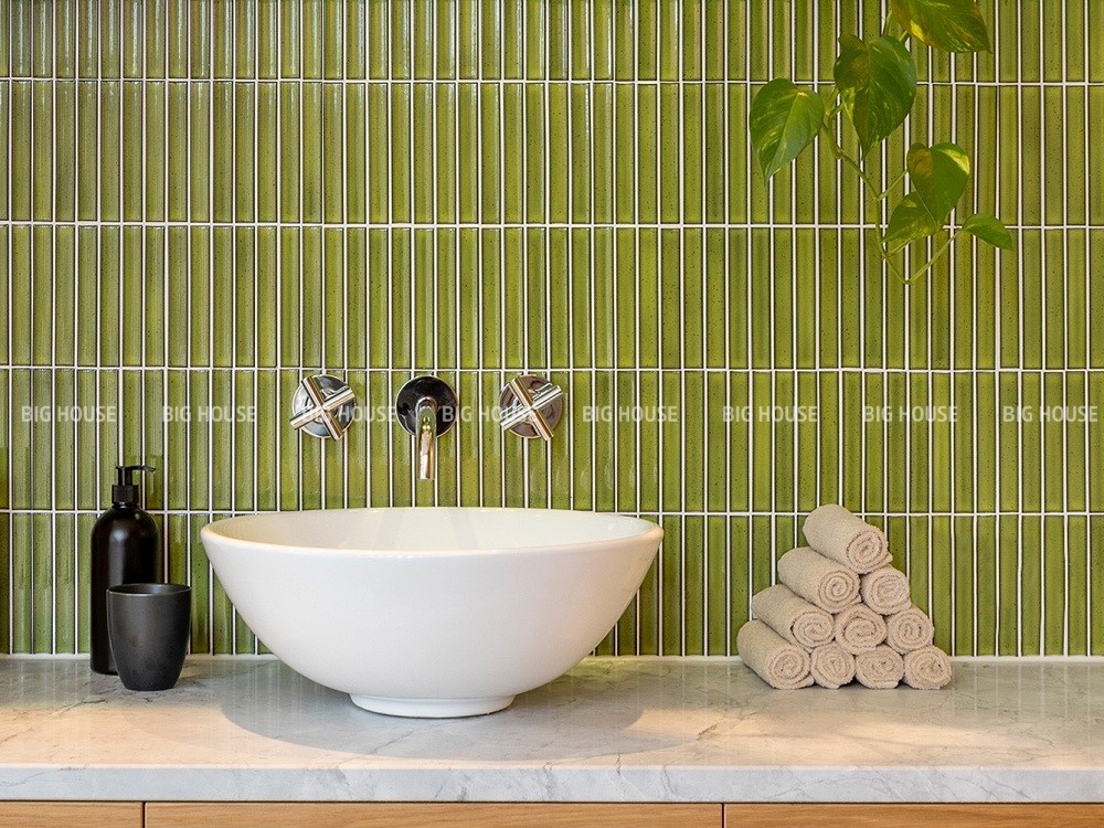 Mẫu gạch mosaic xanh lá dạng thẻ Mẫu gạch mosaic xanh lá dạng thẻ