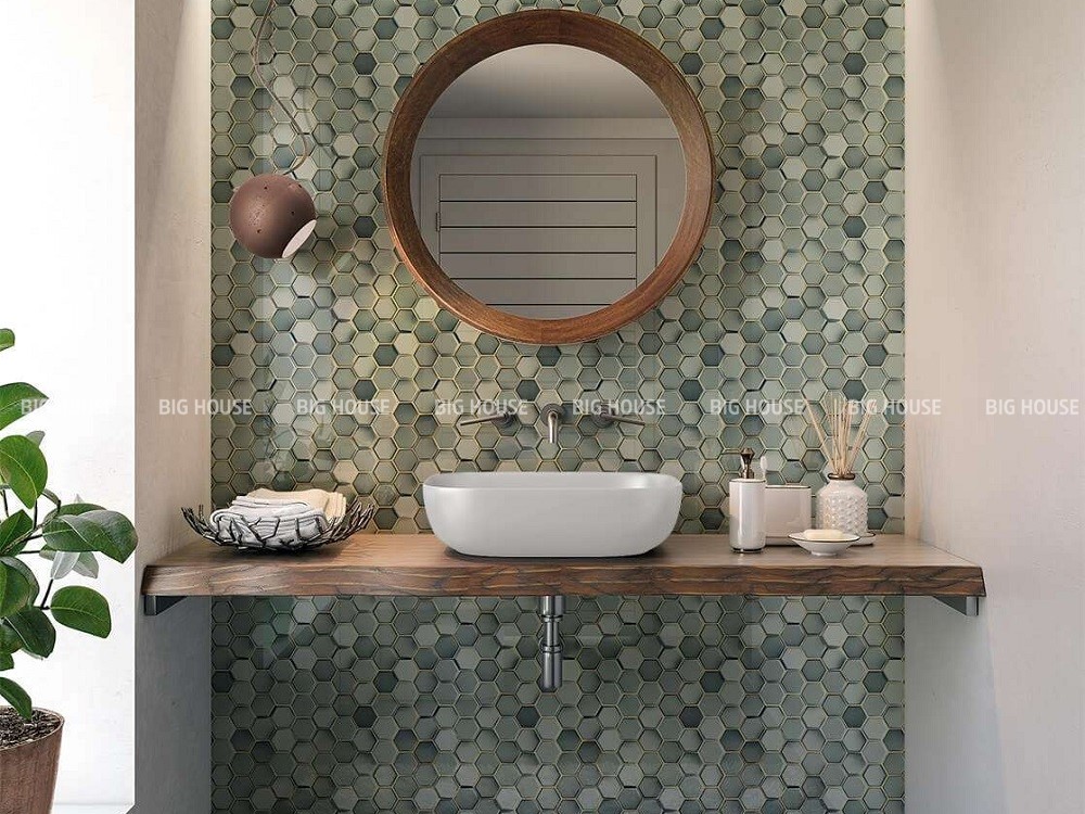Gạch mosaic lục giác màu xanh Gạch mosaic lục giác màu xanh