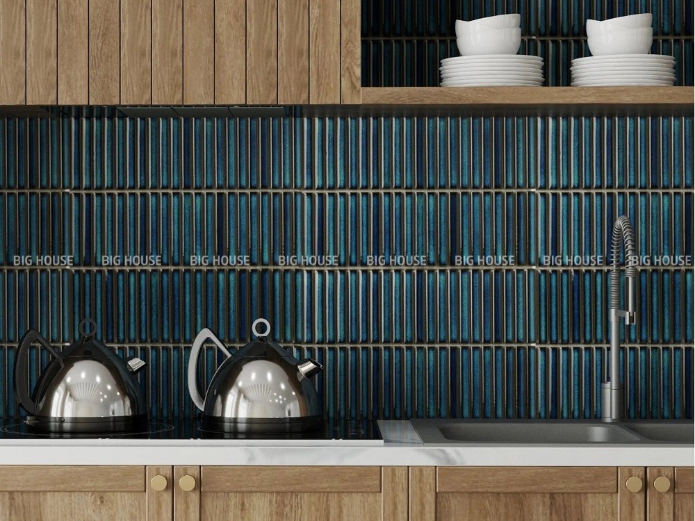 Mẫu gạch thẻ que dạng mosaic màu xanh Mẫu gạch thẻ que dạng mosaic màu xanh
