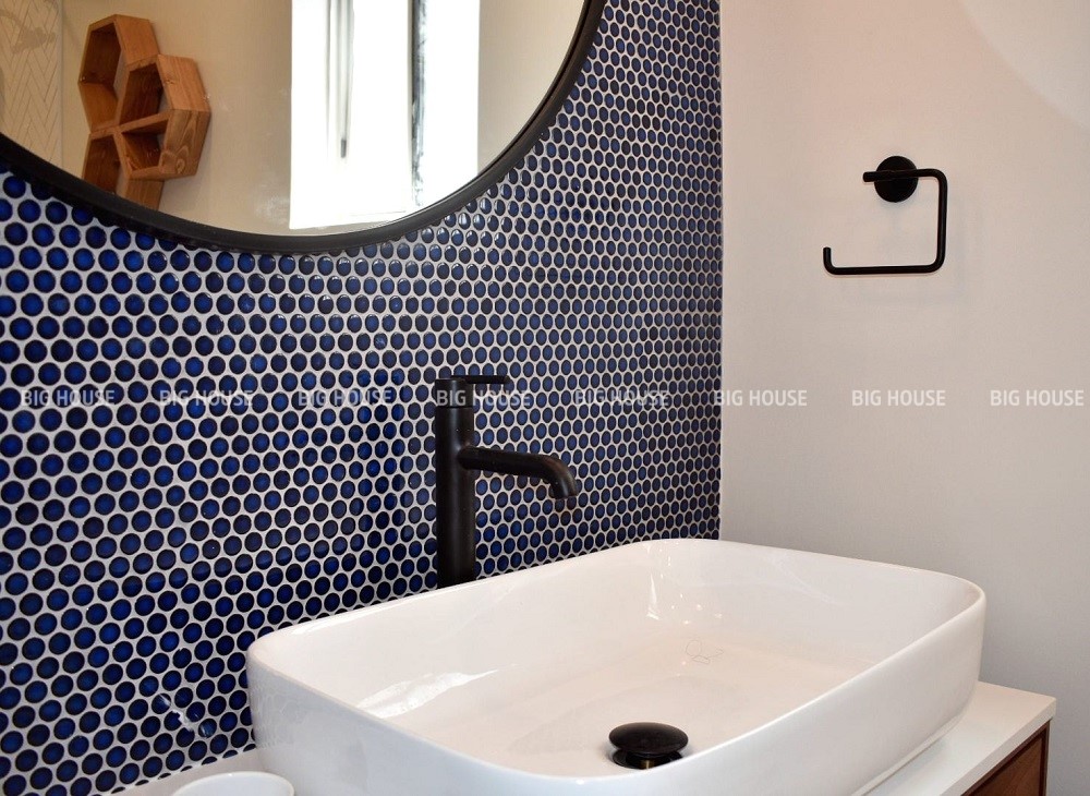 Mẫu gạch mosaic xanh dương hình tròn Mẫu gạch mosaic xanh dương hình tròn