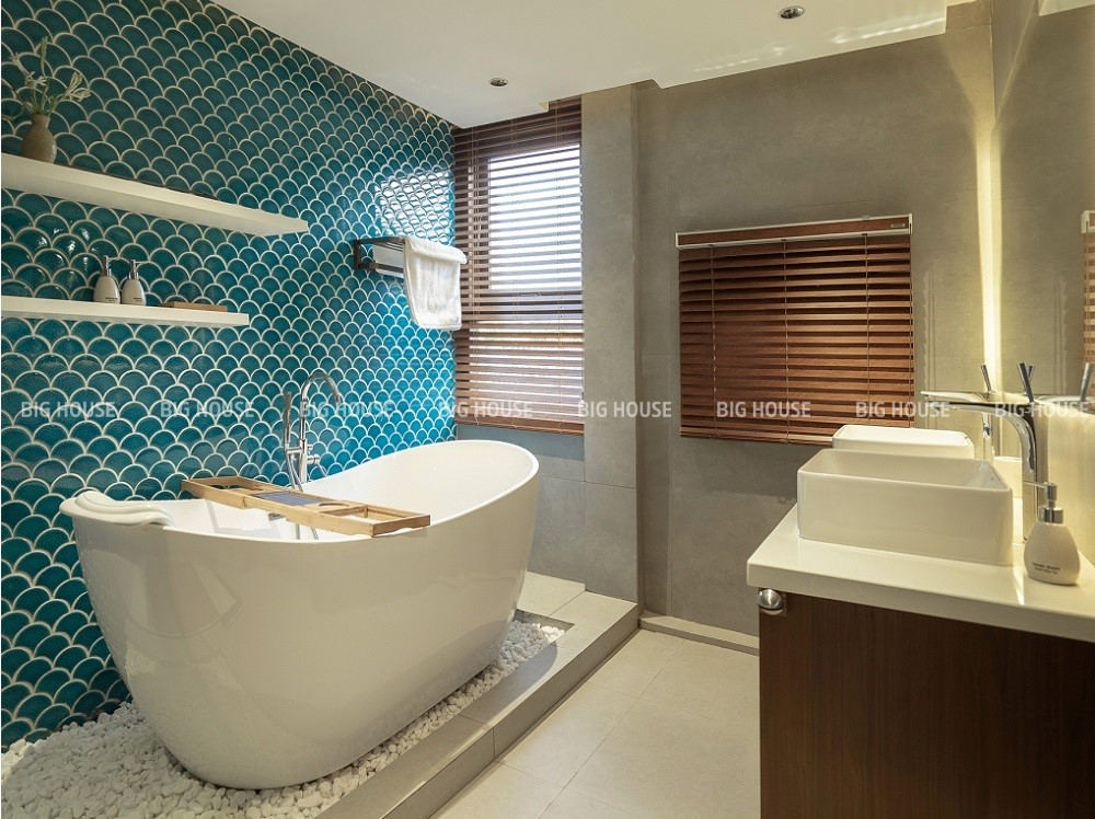 Mẫu gạch mosaic vảy cá màu nước biển Mẫu gạch mosaic vảy cá màu nước biển
