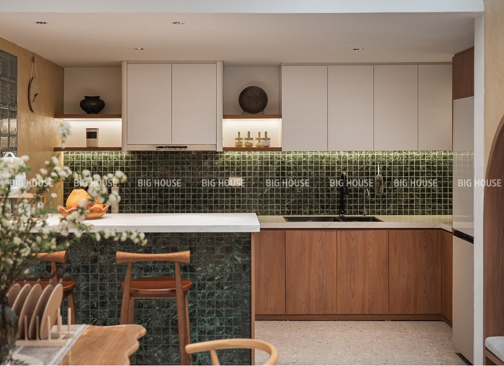 Gạch mosaic xanh đậm ốp bếp Gạch mosaic xanh đậm ốp bếp