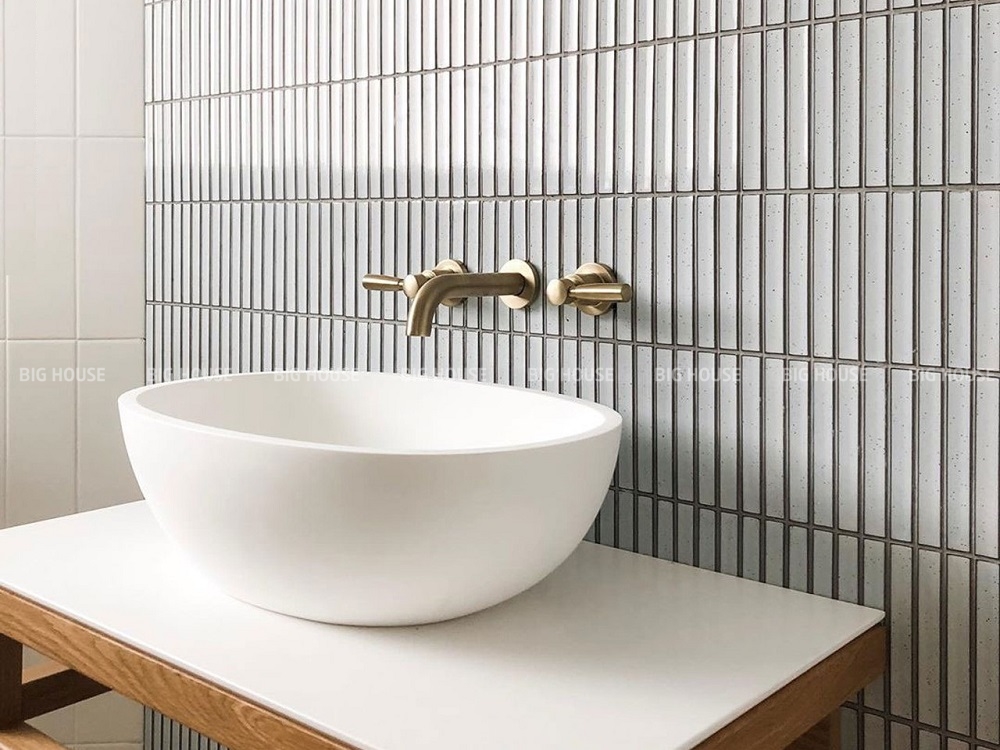 gạch thẻ mosaic màu trắng ngà