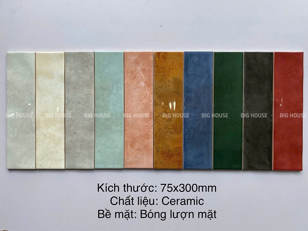 kích thước gạch thẻ trang trí 75x300