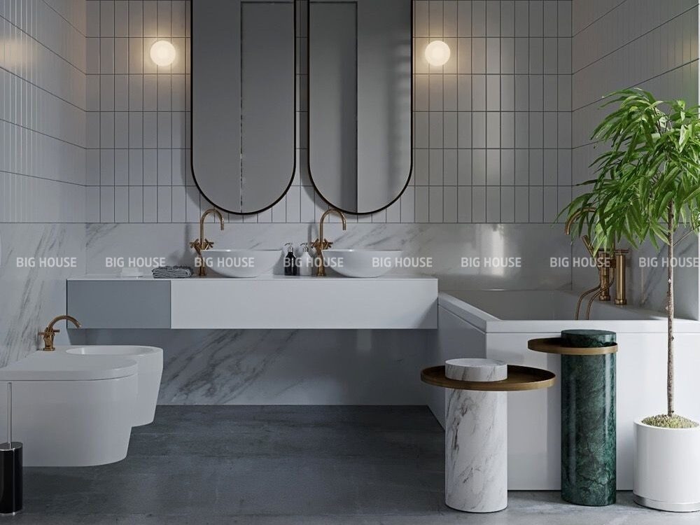 ứng dụng gạch thẻ trang trí nhà tắm