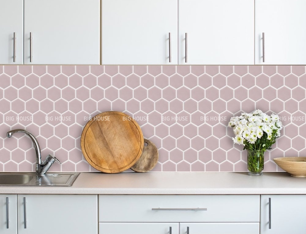 gạch gốm lục giác mosaic hồng