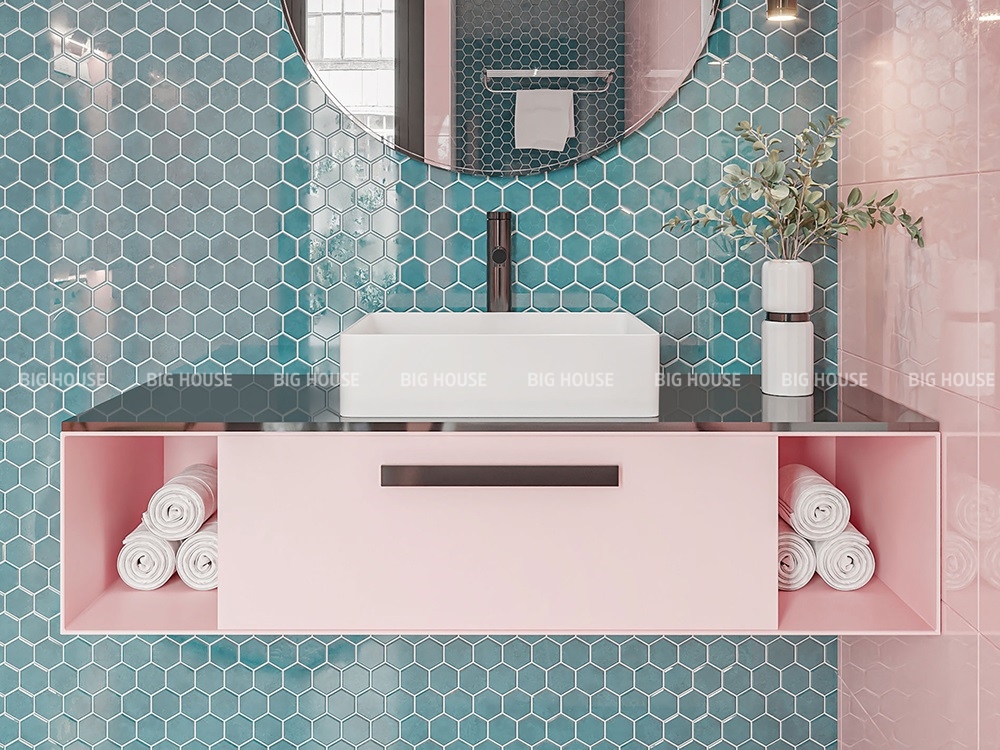 gạch gốm lục giác mosaic xanh ngọc