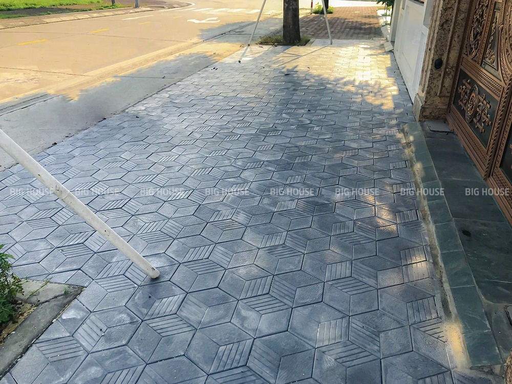 gạch lục giác lát sân bê tông