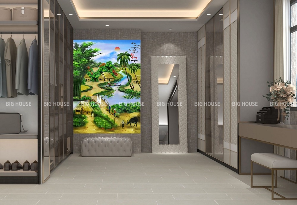 gạch tranh 3D phong cảnh làng quê