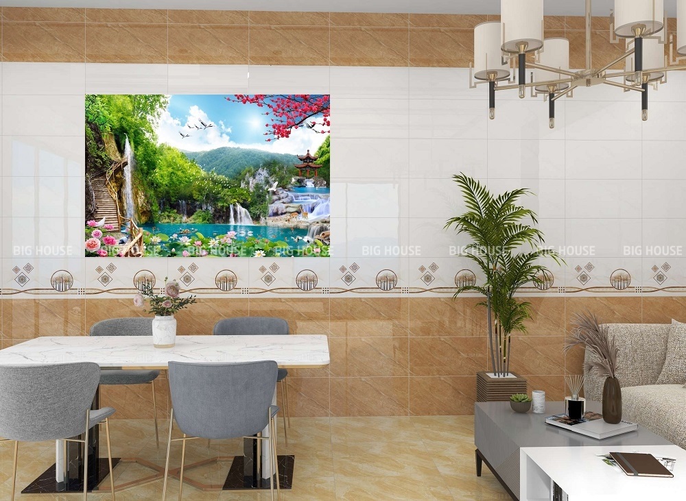 mẫu gạch tranh 3D ốp phòng ăn