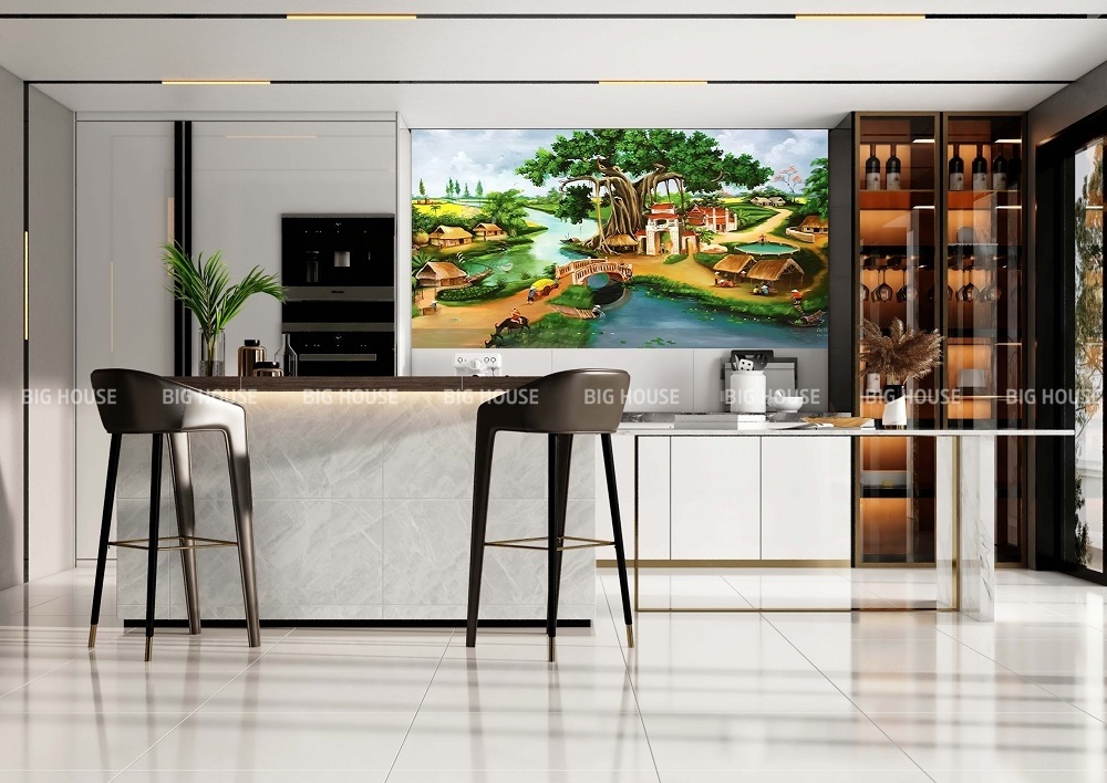 mẫu gạch tranh 3D ốp phòng bếp