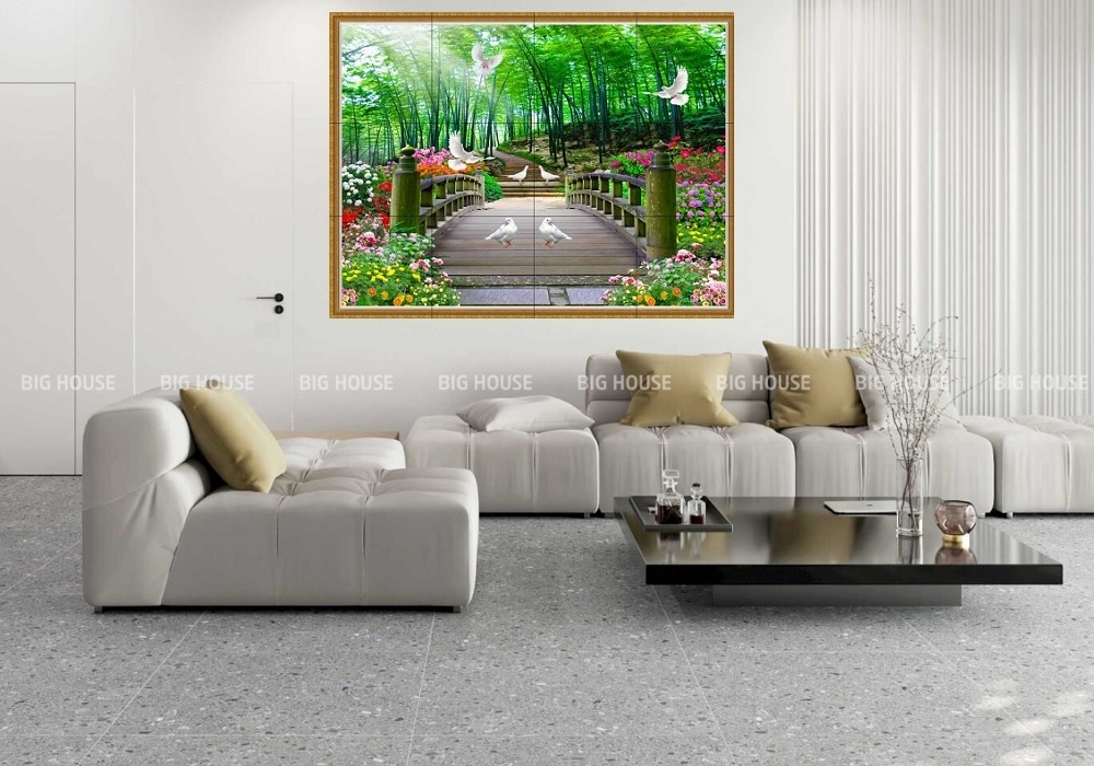 mẫu gạch tranh 3D ốp phòng khách