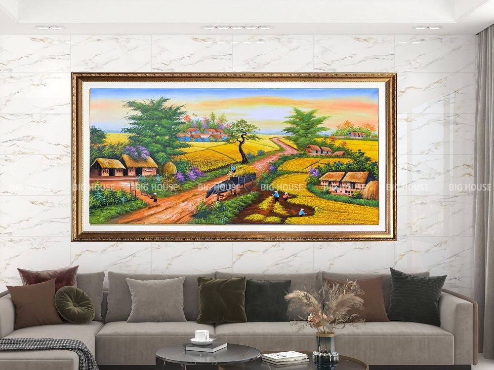 tranh gạch 3D đồng quê vụ mùa