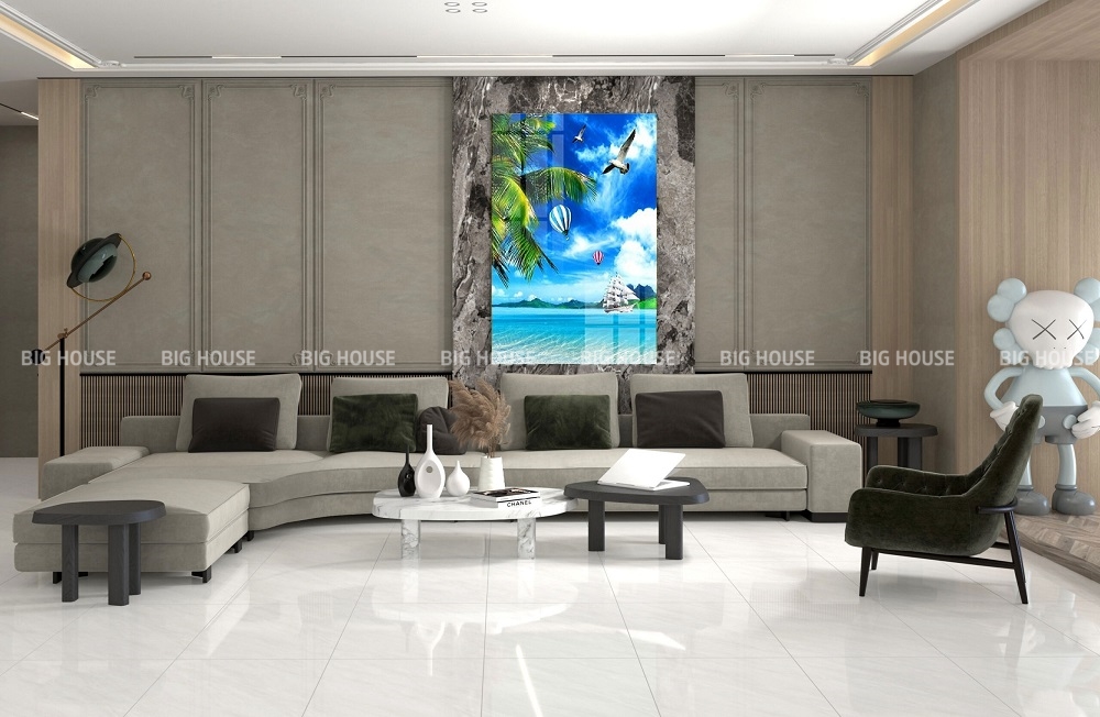 tranh gạch 3d phong cảnh bầu trời