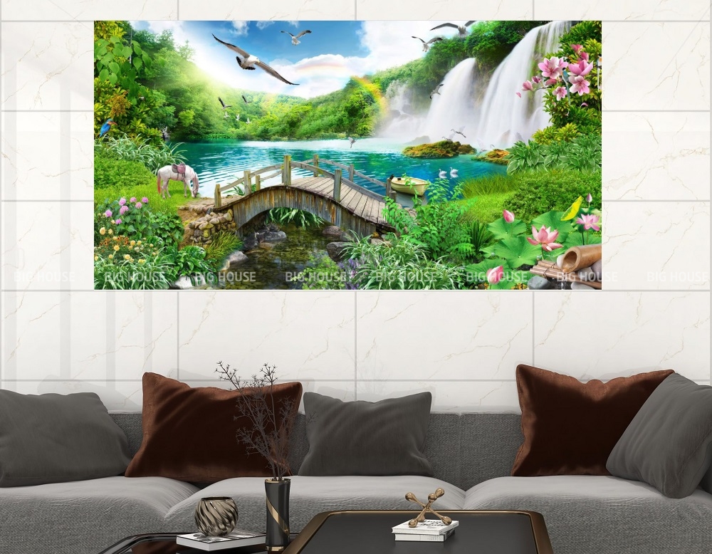 tranh gạch 3D phong cảnh sông suối