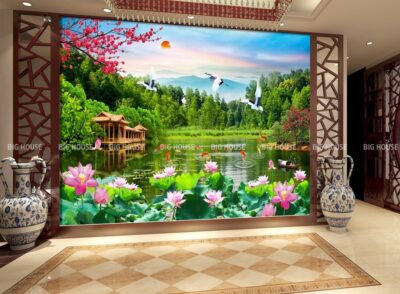 23 Mẫu tranh gạch 3D ốp tường phòng khách Đẹp, Cá tính, Giá rẻ