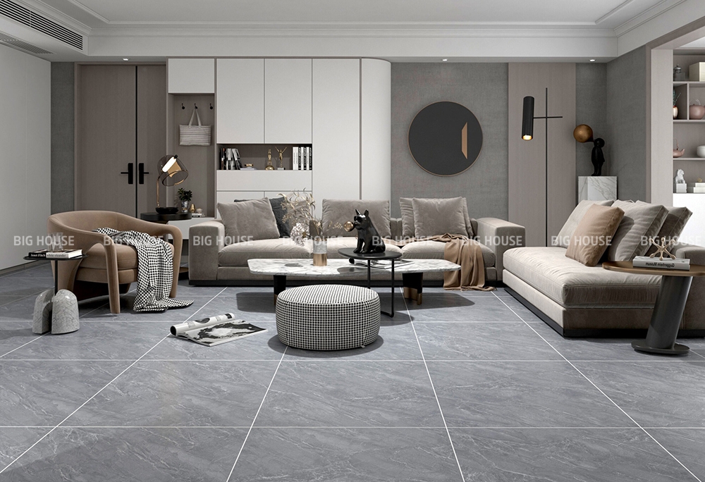 gạch 800x800 lát phòng khách màu xám