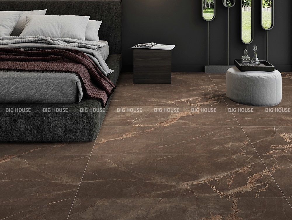 gạch lát nền màu nâu đất Eurotile TRA E04